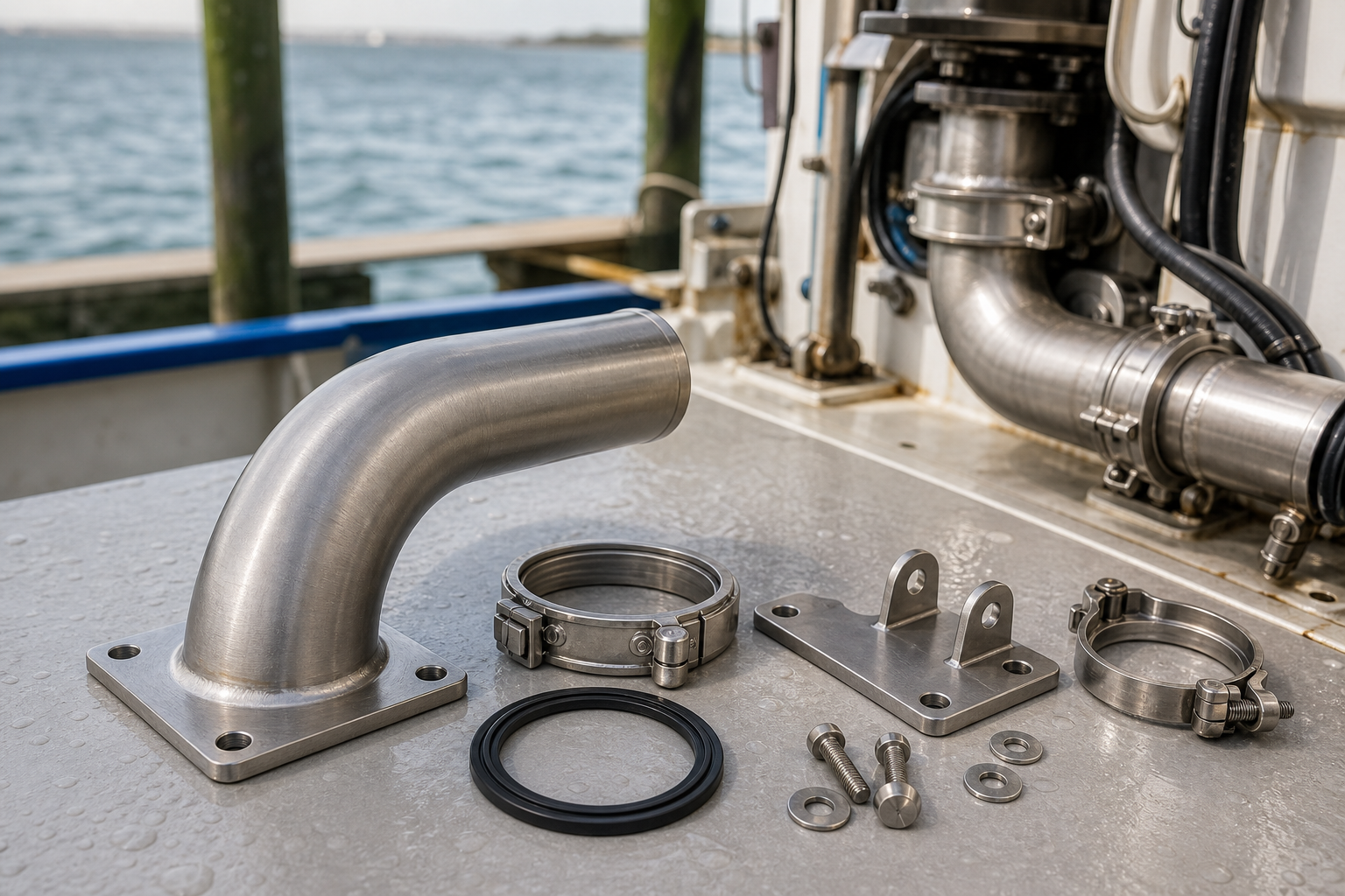 Titanium tube and plate components arranged for coastal equipment installation