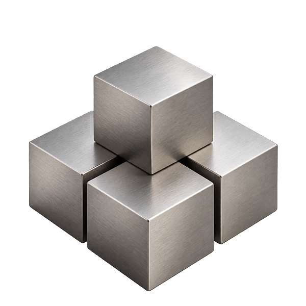 Machined titanium blocks with transparent background
